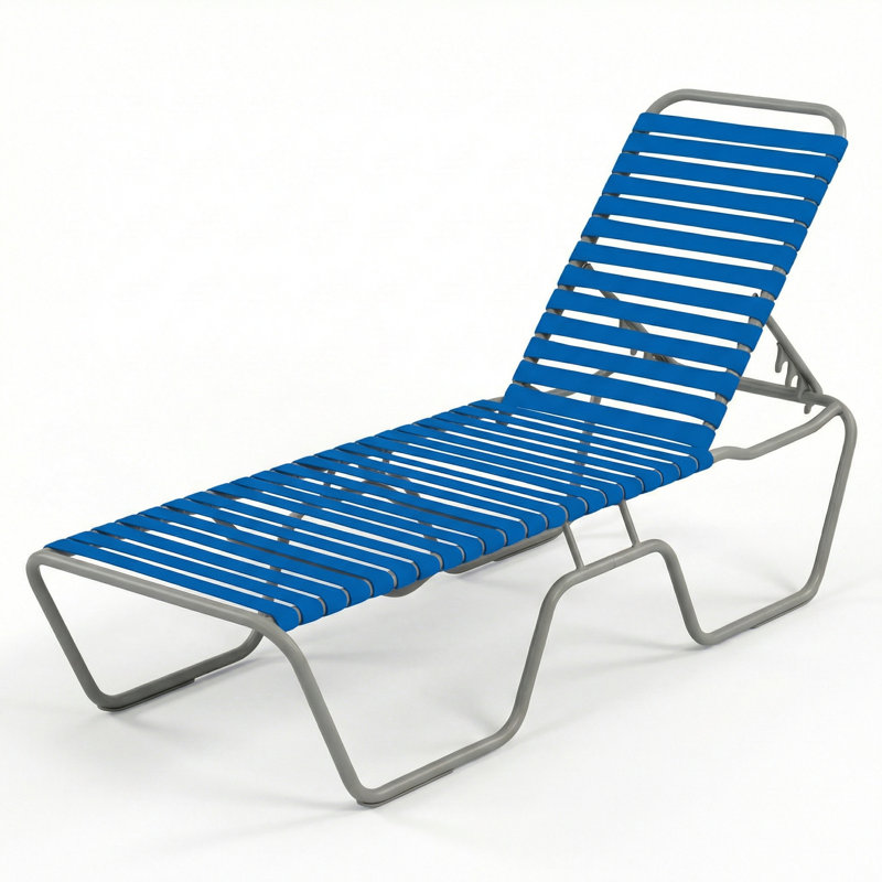 Armless Chaise, Royal Blue Strap/Matte Gray