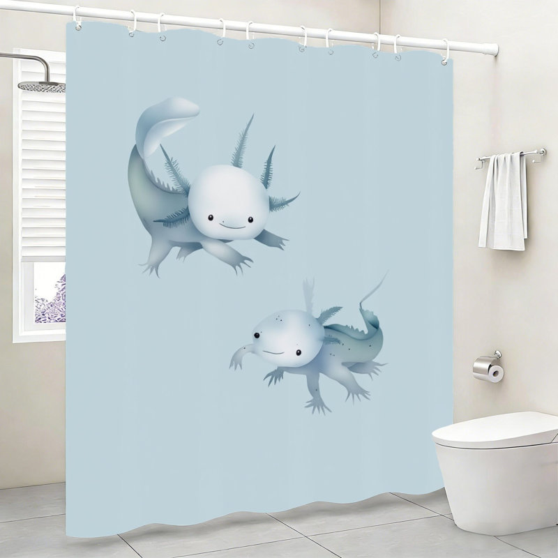 Mignon rideau de douche Axolotl, décor de salle de bain pour enfants, bleu 72 po x 72 po