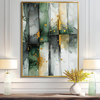 Gold Green Ethereal Optical Currents II - Fauvism Framed Wall Art