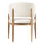 Chaise de salle à manger Liora, de style moderne du milieu du siècle, en bois d'hévéa, avec accoudoirs incurvés, assise rembourrée et dossier enveloppant.-135743934-135743936