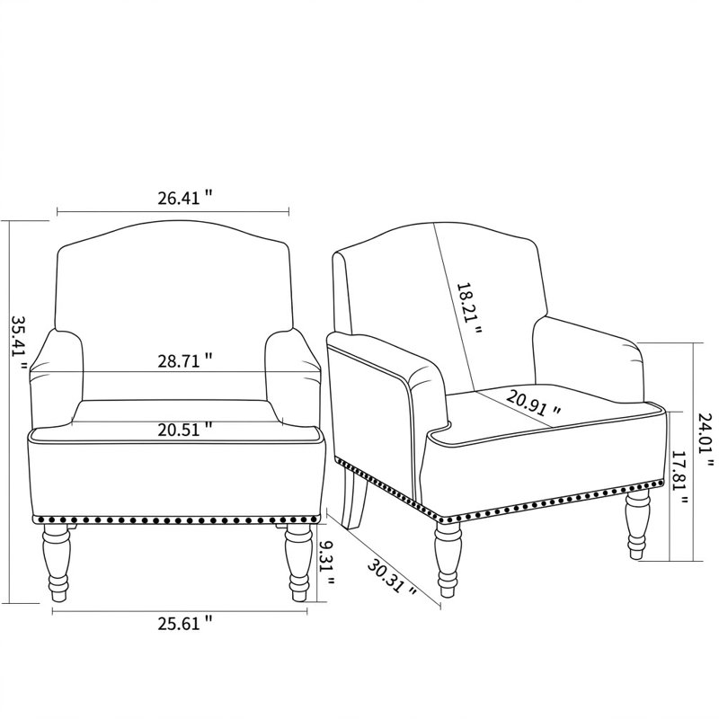 Fauteuil d'appoint rembourré Classic, Sauge