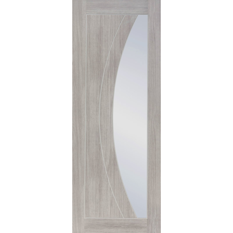 Internal Glazed Laminate White Grey Salerno, 204cm H x 72.6cm W x 4cm D