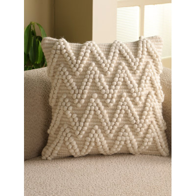Housse de coussin en laine tissée à la main Zigzag | Housse de coussin carré 20 x 20 Boho