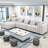138.97" Wide Velvet Modular Sectional Sofa-2126472738-2126472737