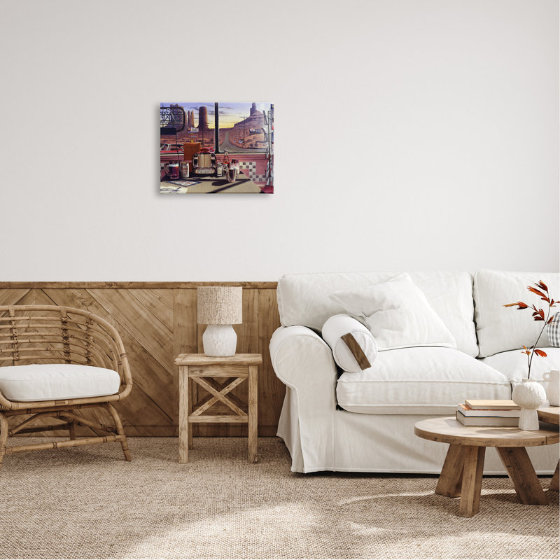 " Quirky Canyon Diner Surreal Scenery Postcards Table " by Jadei Graphics, Wrapped Canvas, 20" W x 16" H