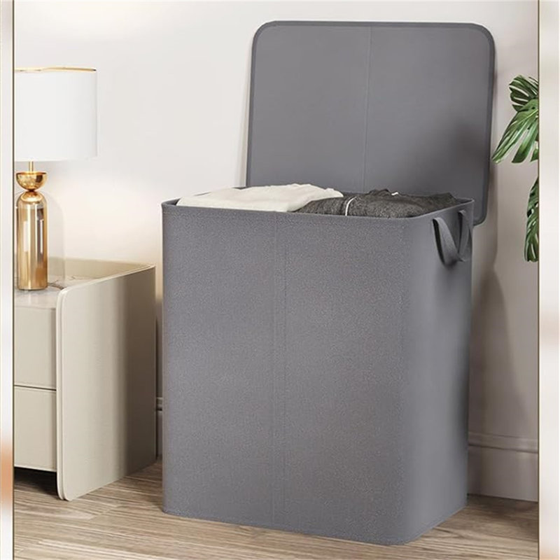 Bhargava Fabric Laundry Hamper with Handles, 60 x 50 x 35, Grey