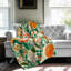 Funky Orange Blossoms - couverture en sherpa de qualité supérieure - reproduction d'art luxueuse-97548408