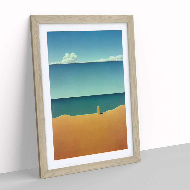 Lonely Beach Abstract - Single Picture Frame Print, 34cm H x 25cm W x 2cm D, Oak