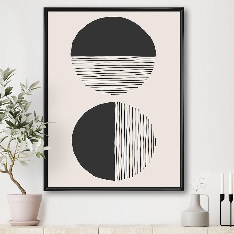 Minimal Geometric Lines and Circle IV - reproduction de cadre flottant sur toile, H 40 po x l 30 po x P 1,5 po