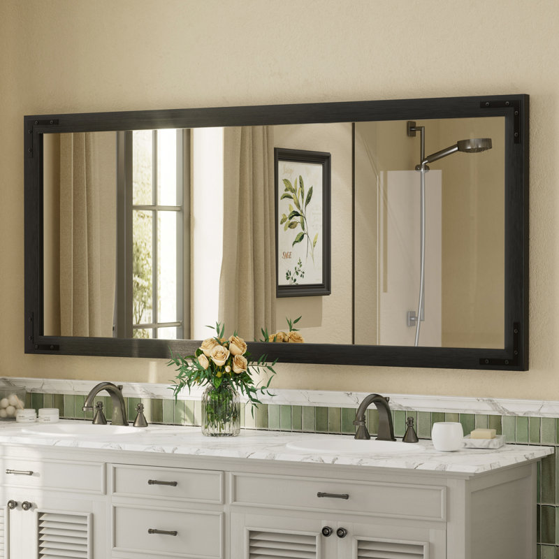 Miroir mural Amara Rustic Farmhouse, Noir, 72 po x 32 po