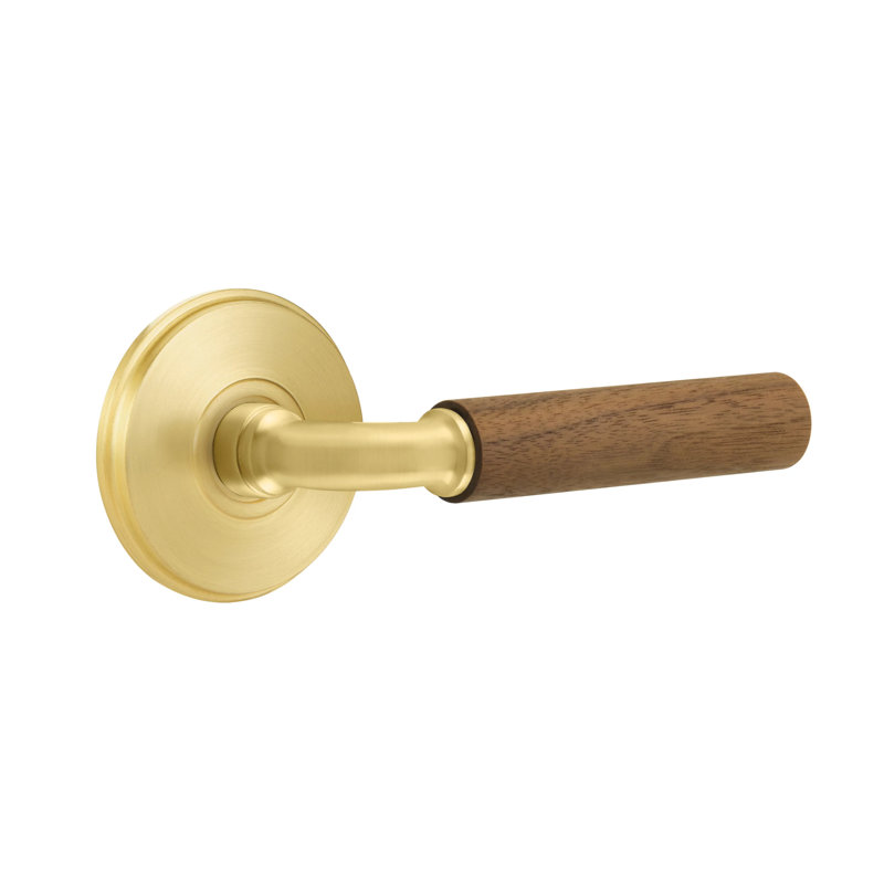 Emtek Select Dummy Leverset w/ Watford Rosette & R-Bar Stem, Dark Walnut Handle
