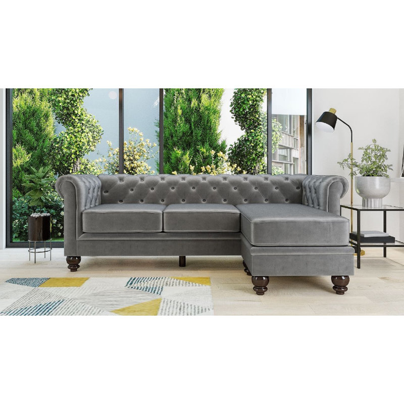 Chapmanville 3 Seater Polyester Sofa, Grey