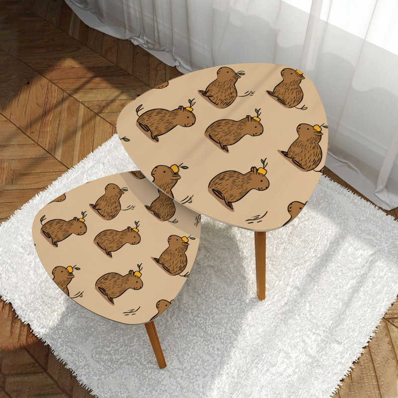 Ensemble de 2 tables gigognes triangulaires mignonnes Capybara