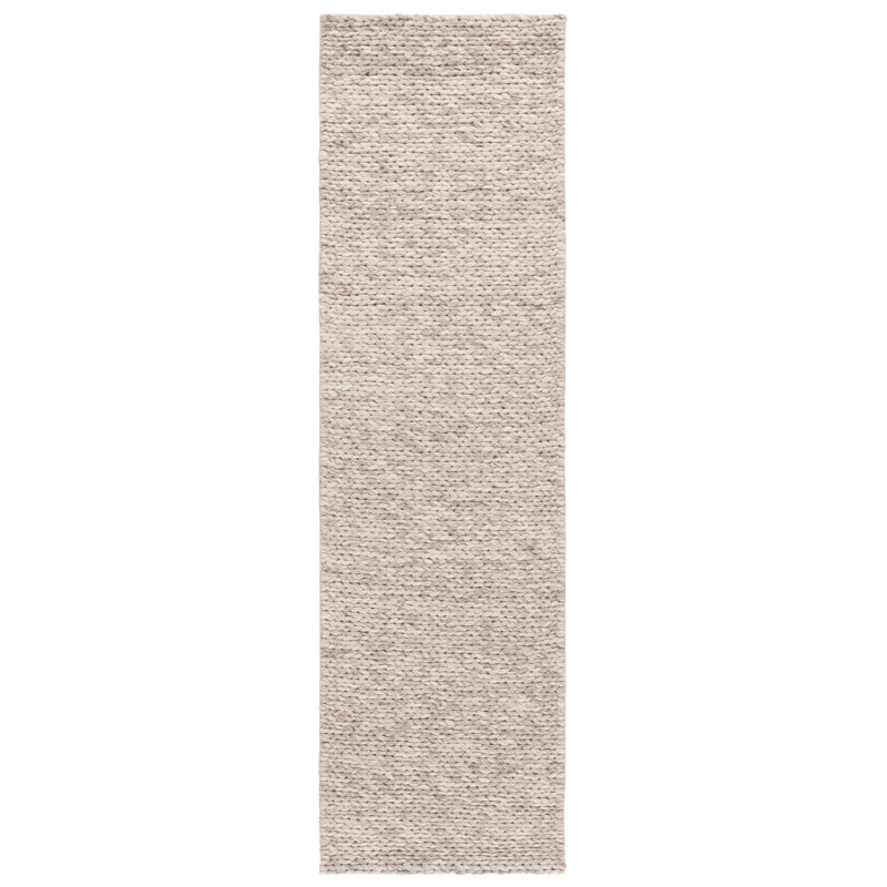 Natura Hand Woven Wool/Viscose/Cotton Rug in Beige/Taupe, Runner 2'3" x 8'