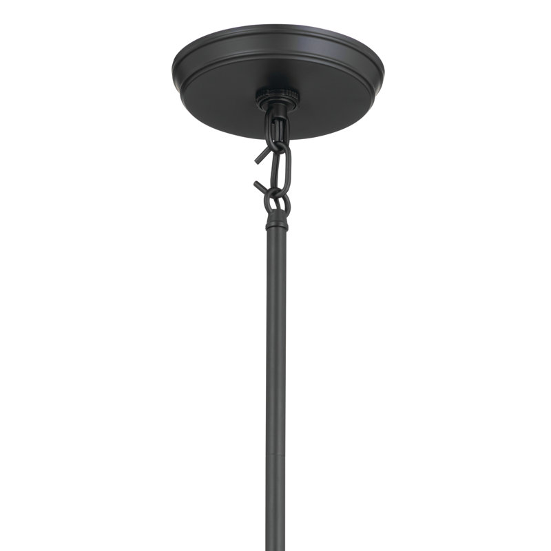 Baile Mini Pendant in Black with Natural Brass Accents and Glass Shade