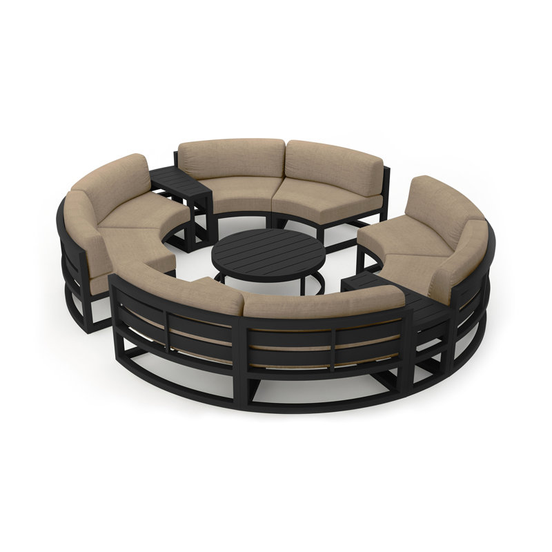 Avion Outdoor 7 - Piece Conversation Set, Canvas Natural Sunbrella® Canvas, Black