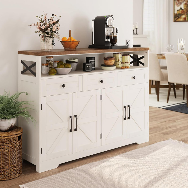 Buffet Ashveer, Blanc / Brun