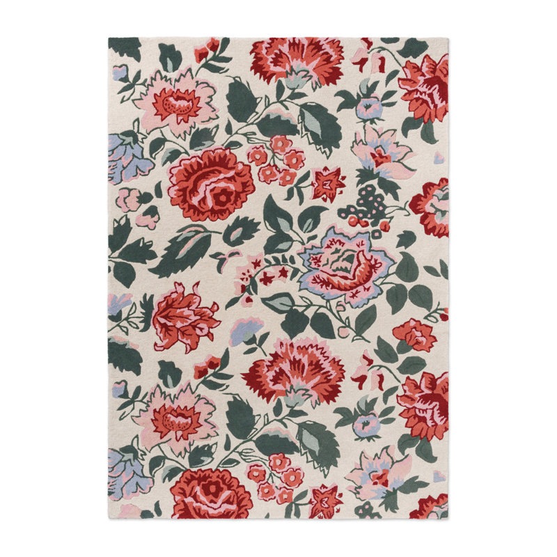 LA Wendling floral coquelicot rouge 083100 140X200, Rectangle 4 pi 7 po x 6 pi 6 po