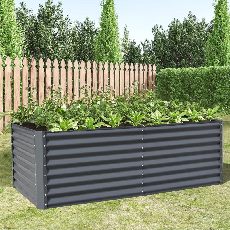 Lit de jardin surélevé en métal Sacia, H 23,62 po x l 70,87 po x P 35,43 po, Gris