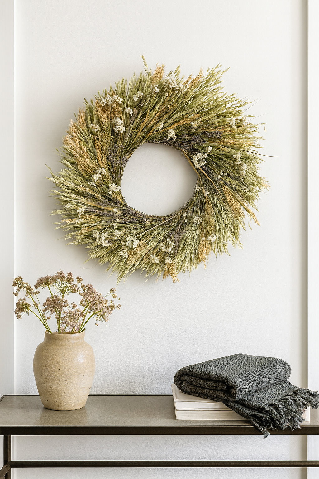 Handcrafted Oats Wreath, 26" H x 26" W x 5" D