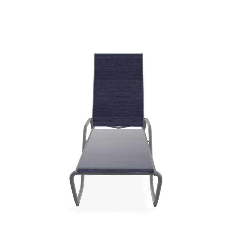 Outdoor Rust-Resistant Metal Chaise Lounge, Textured Graphite, Collect Indigo