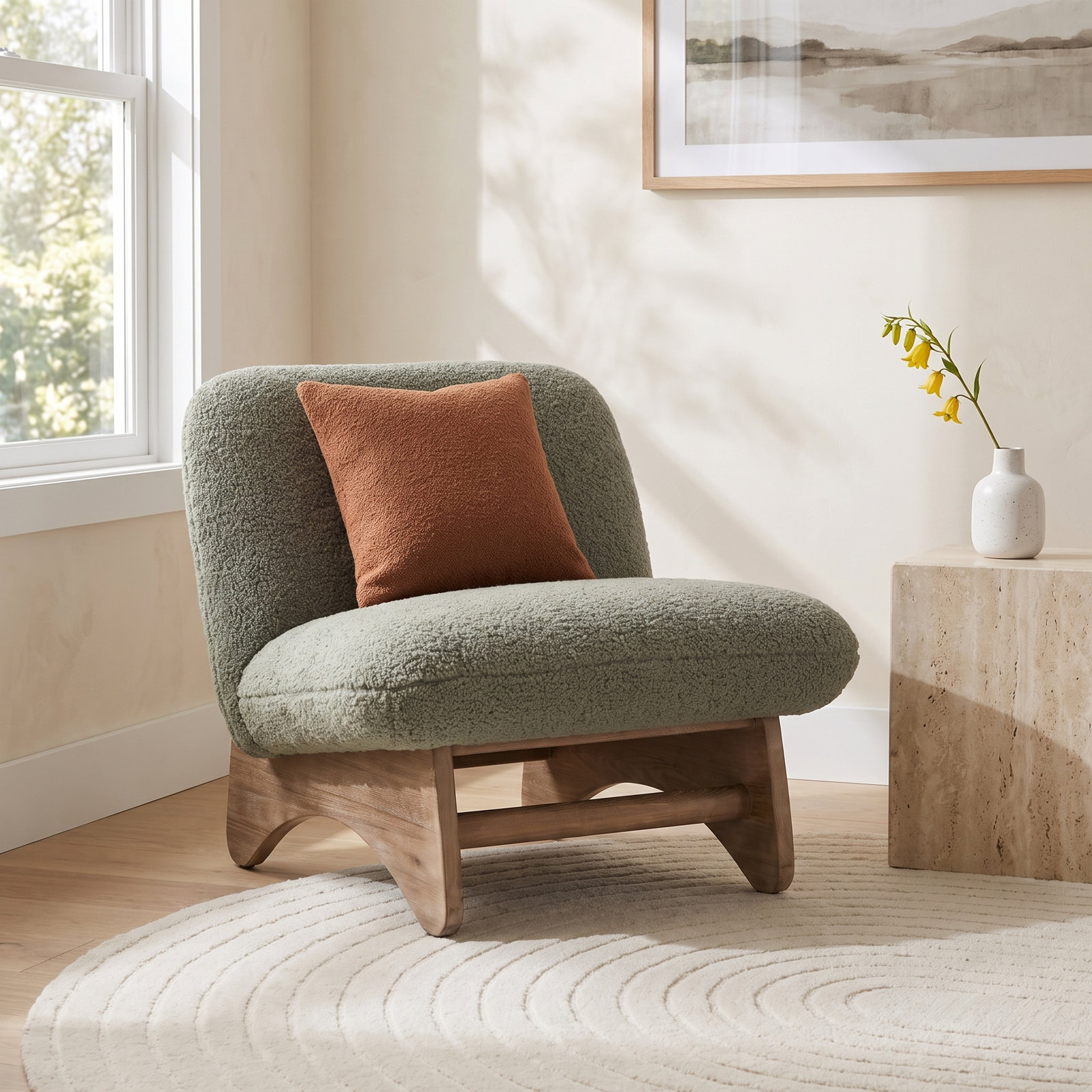 Enisa Slipper Chair, Green