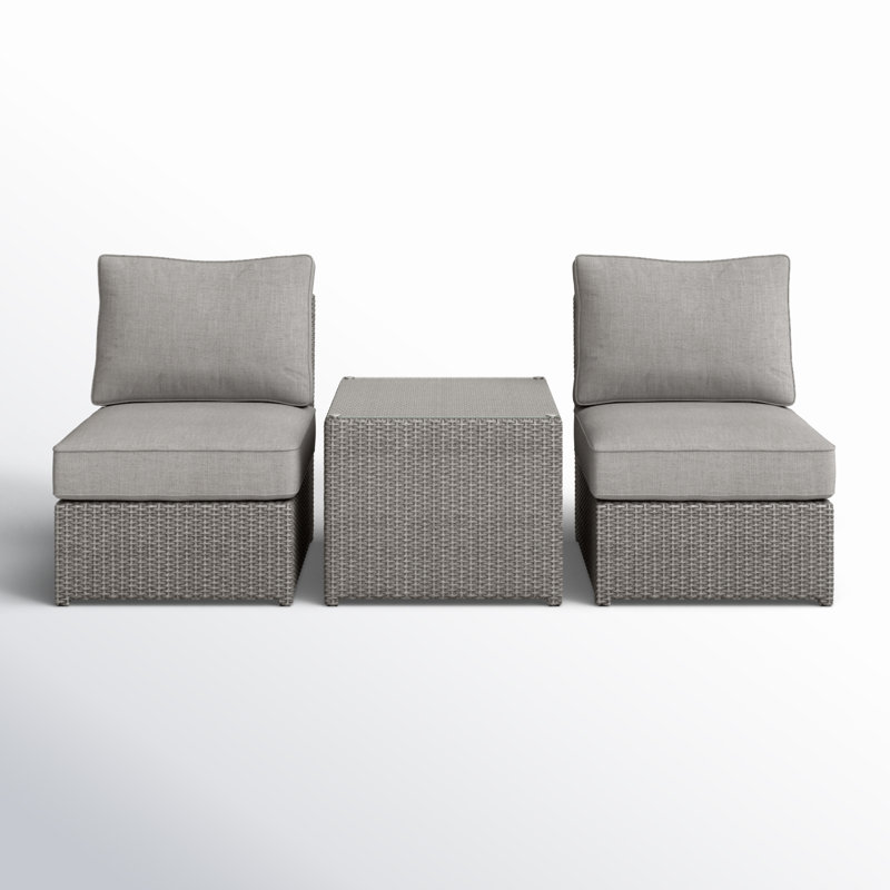Athelene Rattan Wicker Fully Assembled 2 - Person Seating Group with Cushions