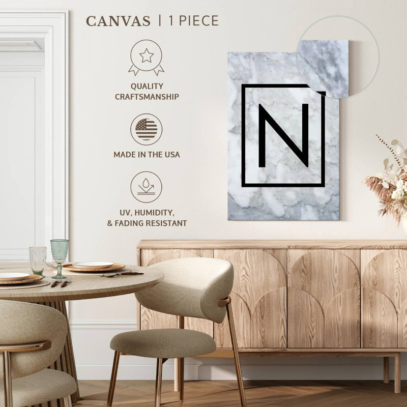 Marble N Monogram, 39" H x 26" W