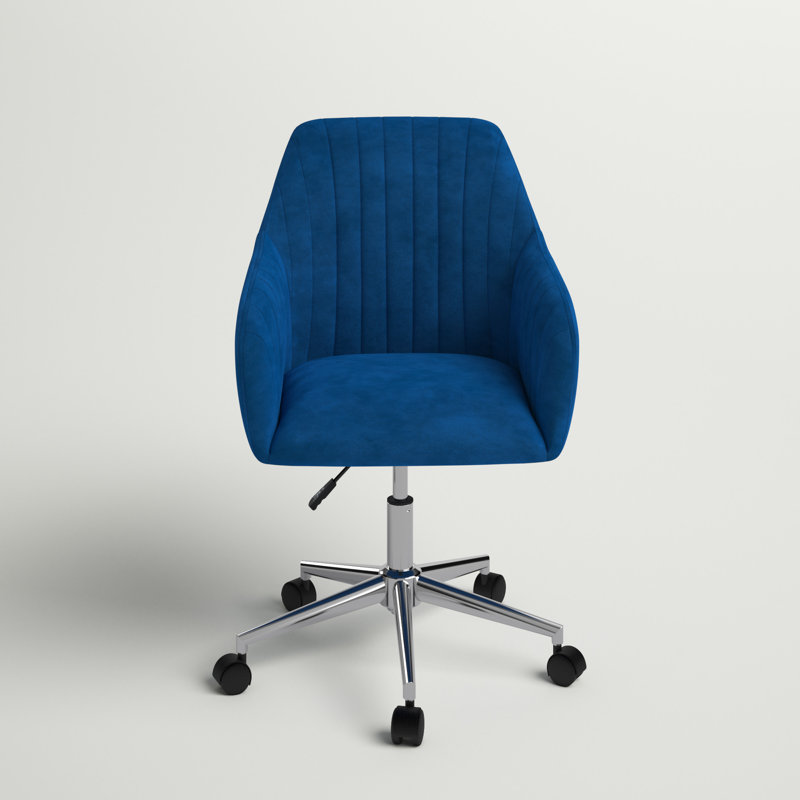 Cordelia Velvet Office Chair, Blue, Chrome