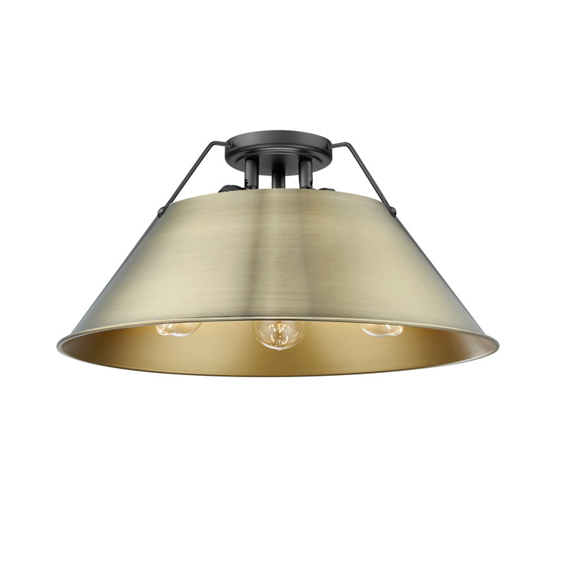 Plafonnier encastré 3 lumières Weatherford, Laiton vieilli, Noir mat