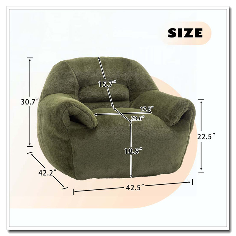 Fauteuil à billes en fausse fourrure, Vert