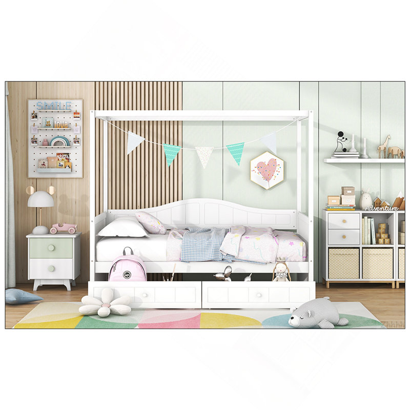 Twin Size Canopy Day Bed with 2 Drawers