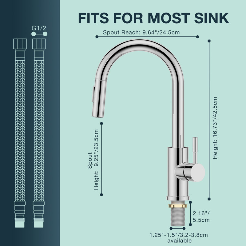 Pull Down Spray Single Lever Kitchen Tap, Chrome