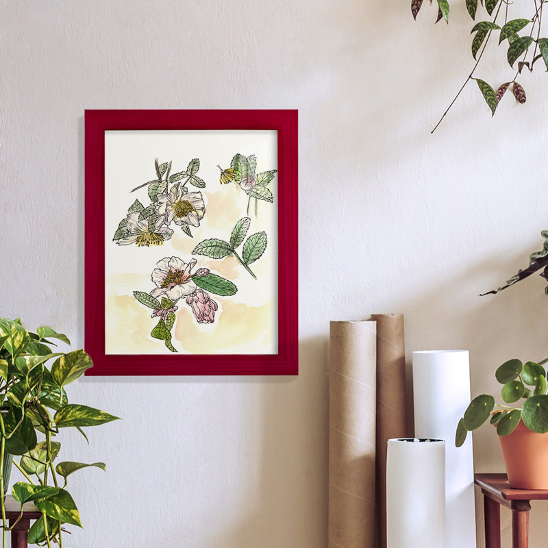 Camellia Study, reproduction d'art encadrée, Cadre rouge, H 11 po x l 9 po x P 1 po