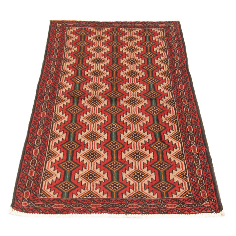Tapis rouge en laine noué à la main de conception unique 3 pi 1 po x 6 pi 2 po nouvel âge Kalgoorlie