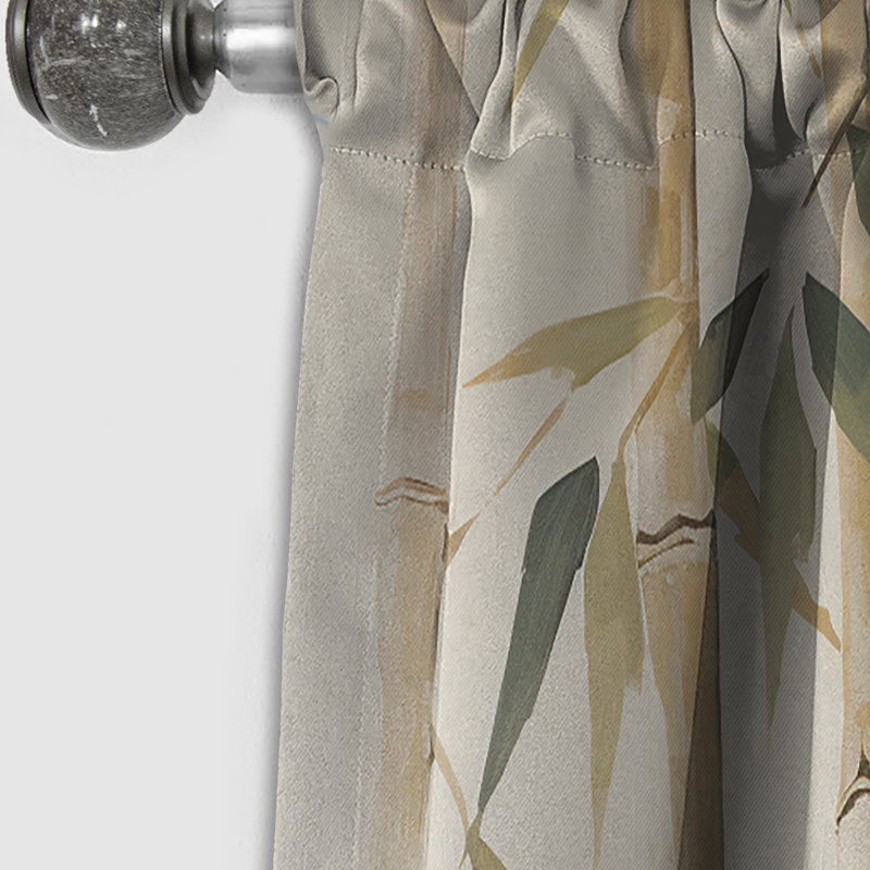 Bergfield - Bamboo Curtain - Blackout Floral Curtain - 1 Panels, 52" W x 120" L