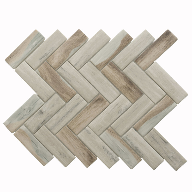 1.2" x 3.9" Glass Mosaic Wall & Floor Tile, Light Beige