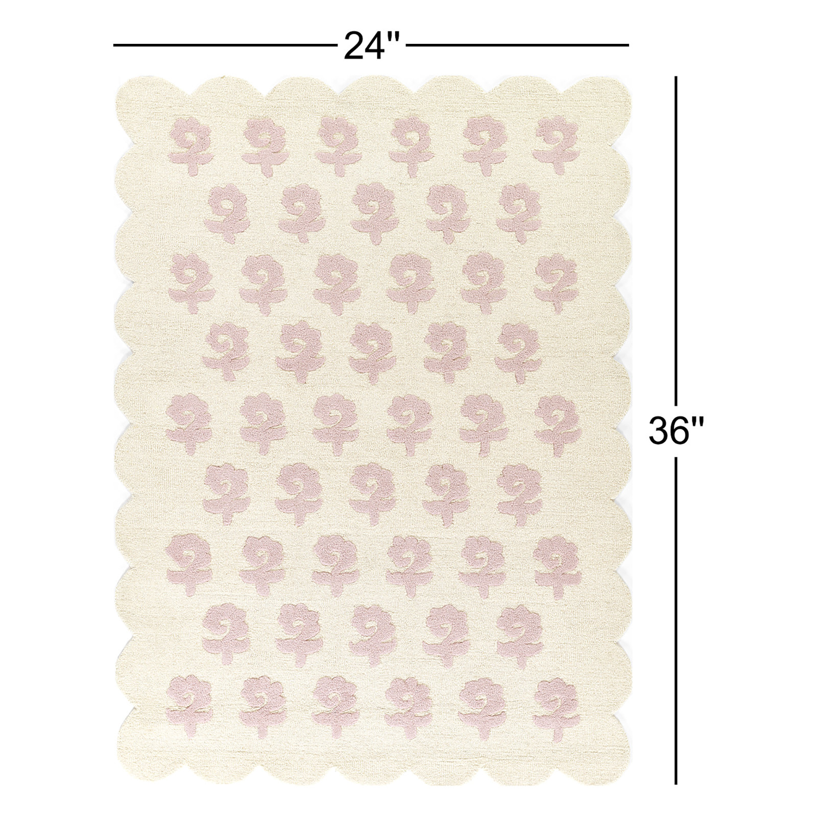 Lola Hand Tufted Wool Floral Pink Area Rug, Rectangle 2' x 3'