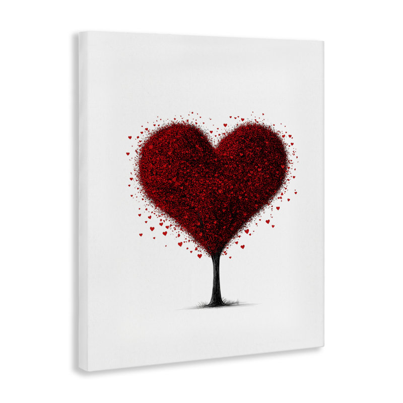 Blooming Heart Tree Canvas, conception par Christine Simpson Art, H 20 po x l 16 po