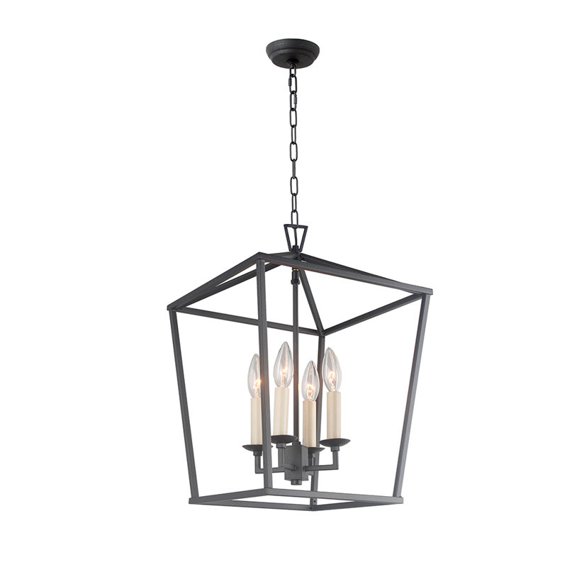 Lustre géométrique à 4 lumières Neslisah, Fer vieilli, H 39,4 po x l 18,5 po x P 18,5 po