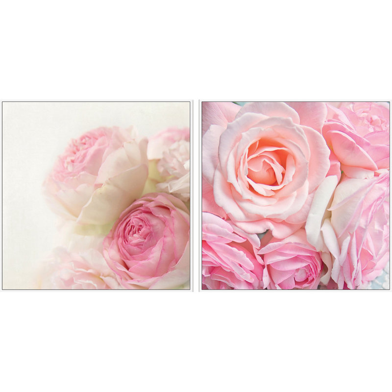 «Rose Bunch Diptych» par Marmont Hill - ensemble de 2 reproductions de photos sur toile, H 12 po x l 12 po x P 1,5 po