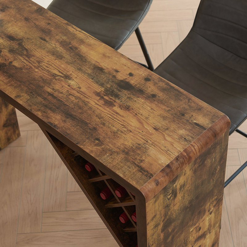 Table de bar avec armoire à vin attachée Porte-verres à vin en métal