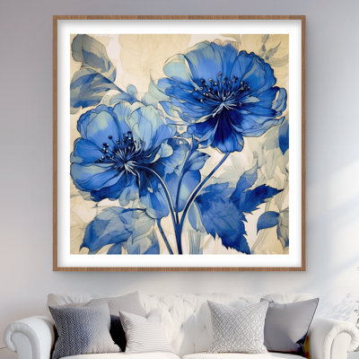 Fleurs marines - décor minimaliste encadré noir mat