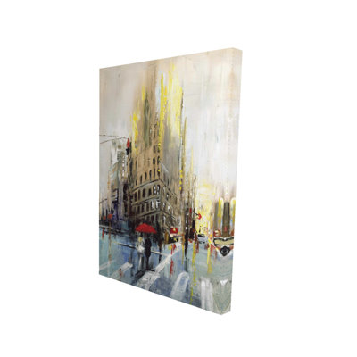 Abstract Rainy Street - Beige Contemporary Canvas Art for Home