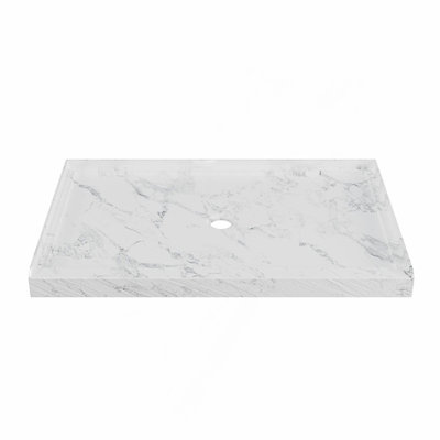48" x 32" in Shower Base,resin and fiberglass,Center Drain Single-Threshold Shower Pan,Jazz White Vein