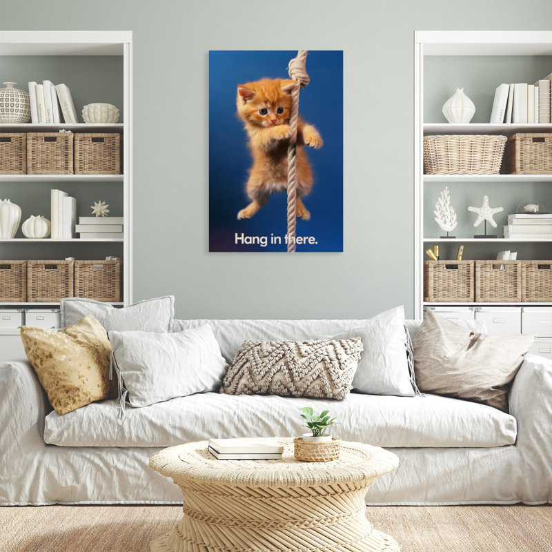 «Little Cat Hang In There», reproduction d'art graphique sur toile tendue 1 pièce, H 20 po x l 16 po x P 1,25 po
