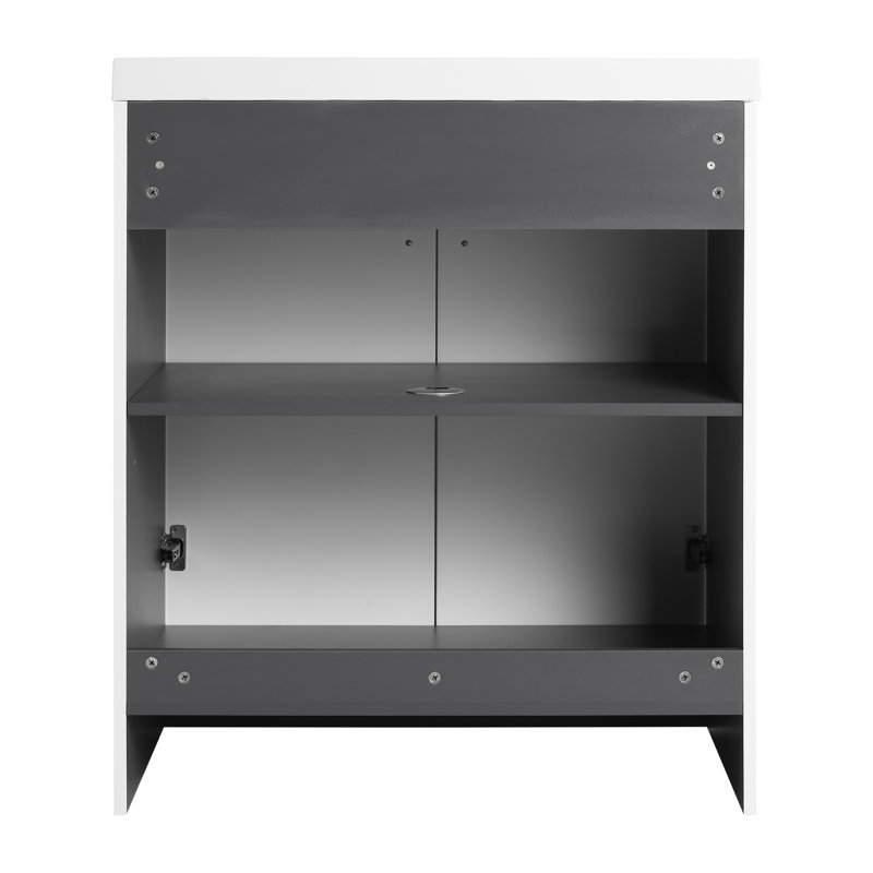 Meuble-lavabo moderne 30 po, portes à fermeture douce, contreplaqué blanc, lavabo non inclus, meuble-lavabo autoportant, 2