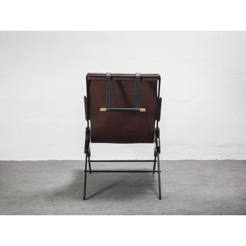 Perfidia Leather Lounge Chair, Brown Red Genuine Leather