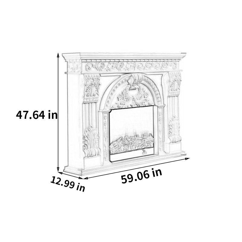 Meuble télé American cheminée, H 47,64 po x l 59,06 po x P 12,99 po, Ivoire ivoire