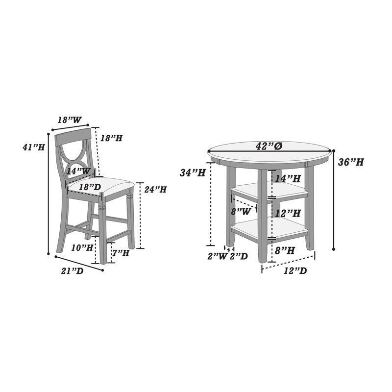 5-pcs Counter Height Dining Set, Gray